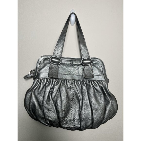 Cole Haan Pewter Leather Satchel Bag-Preowned but Good Condition - Picture 1 of 11